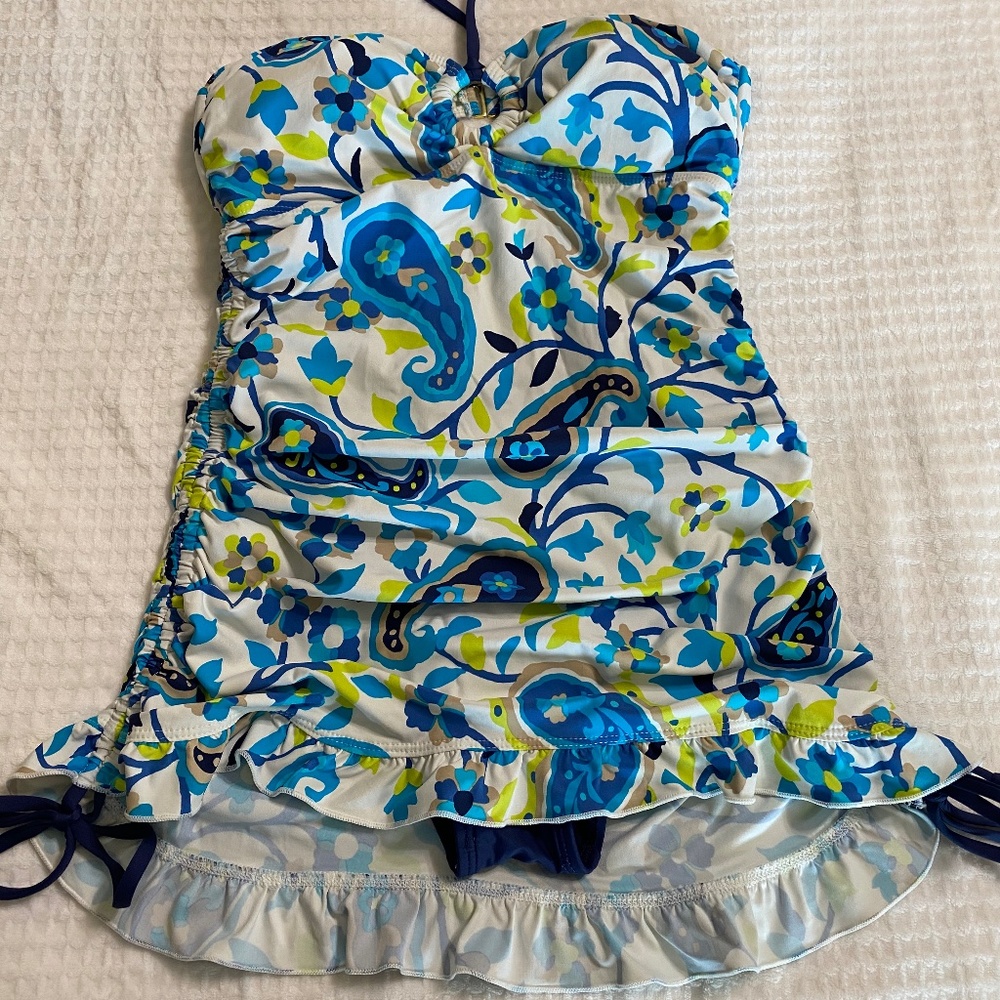 Tommy Hilfiger Paisley Ruched Side Adjustable Swim Dress Size 8
